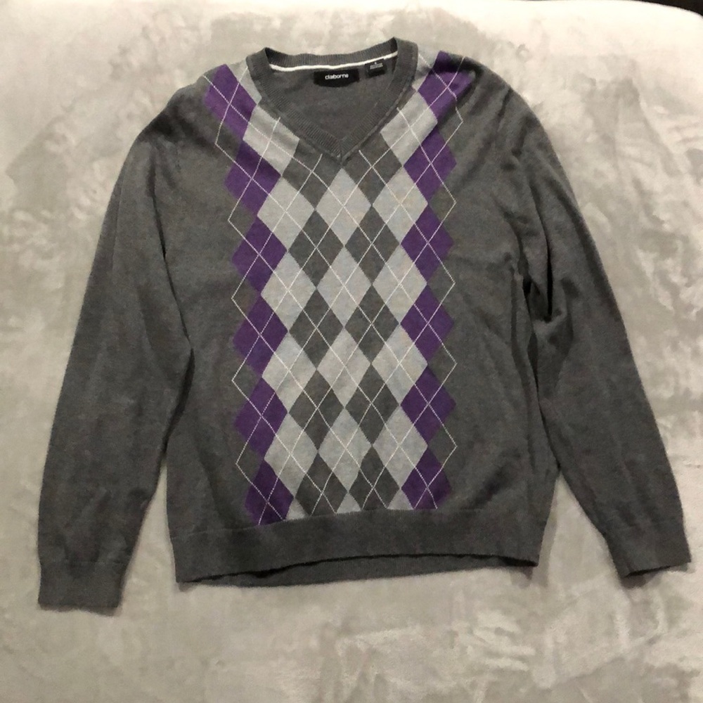 Men’s Gray Plaid Sweater